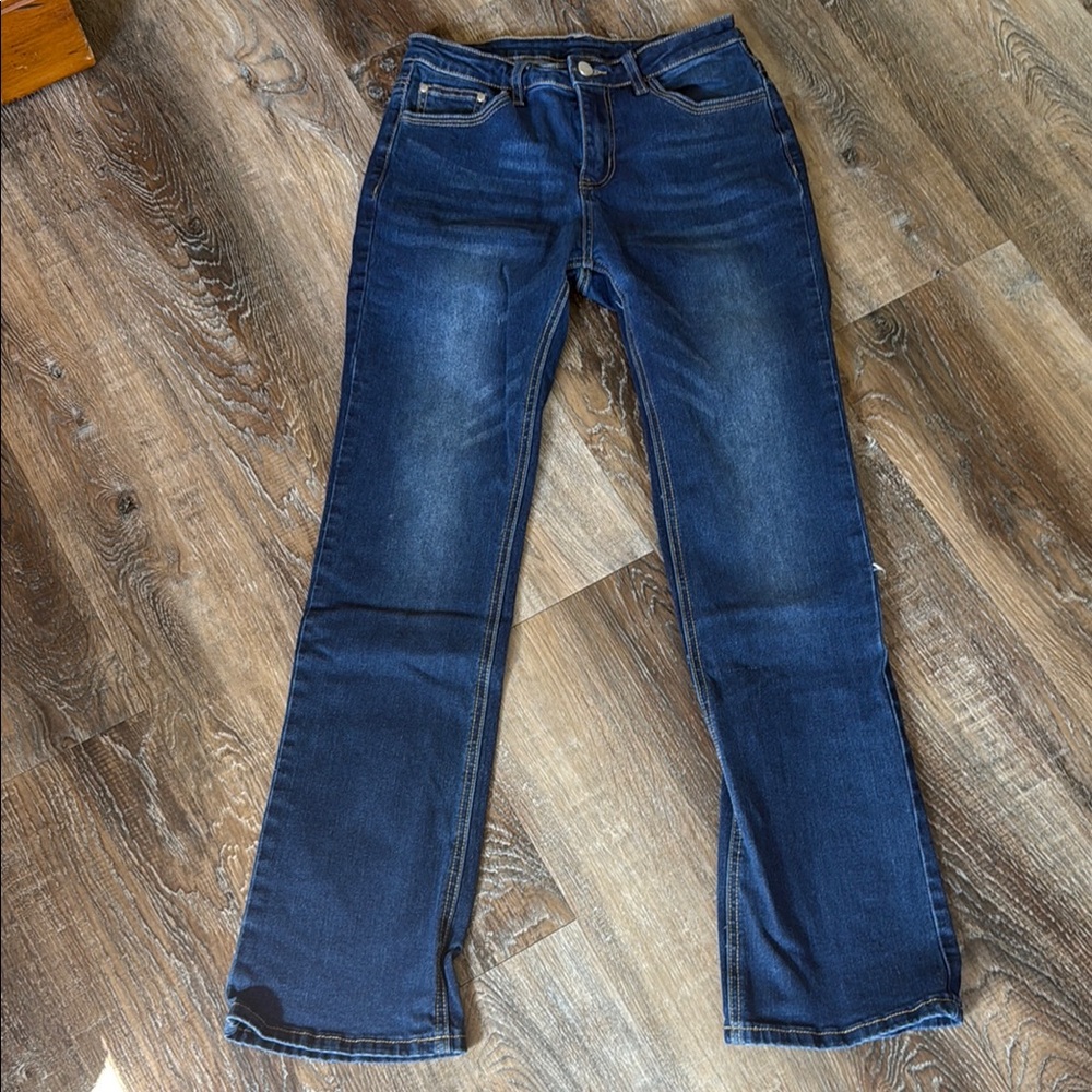 Blue Straight Leg Jeans Classic Style